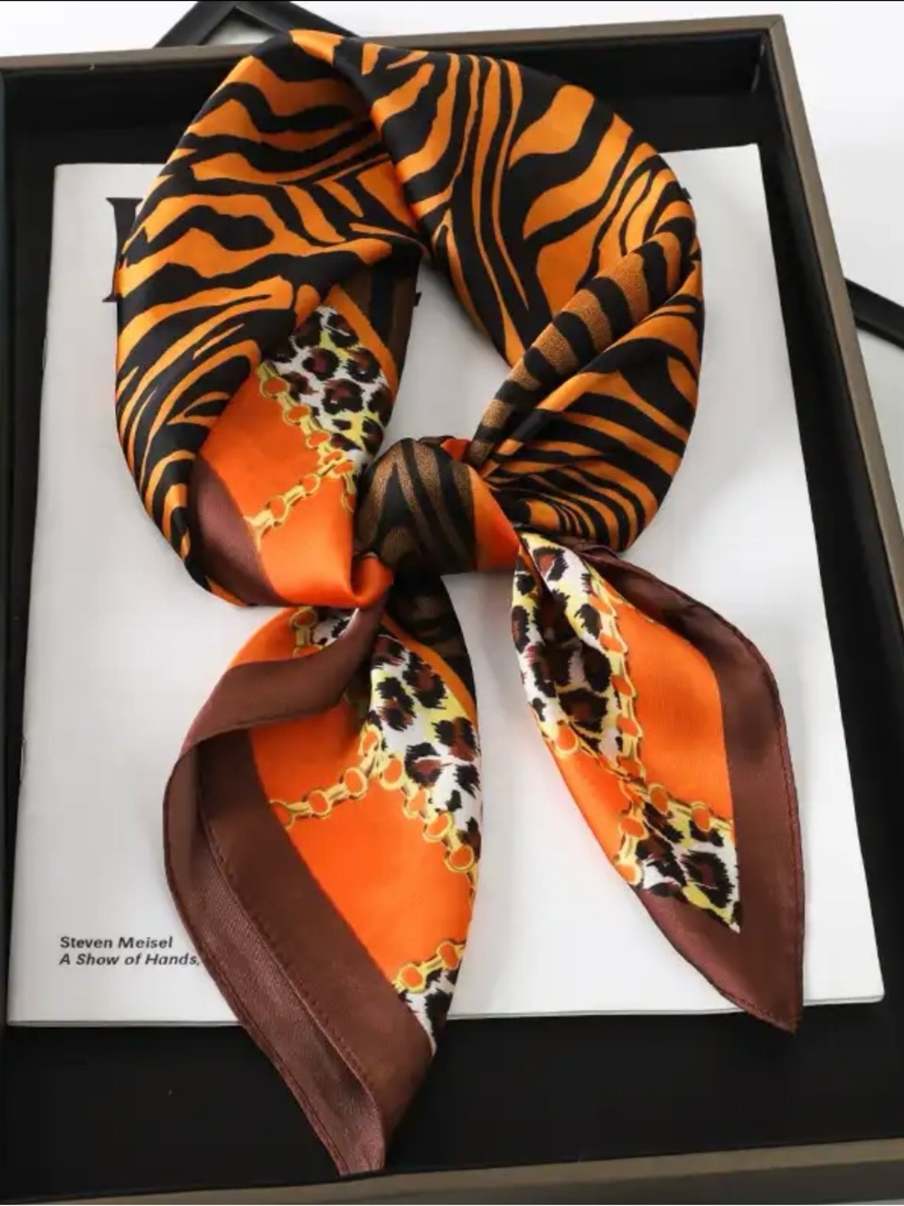 Orange & Black Animal Print Scarf